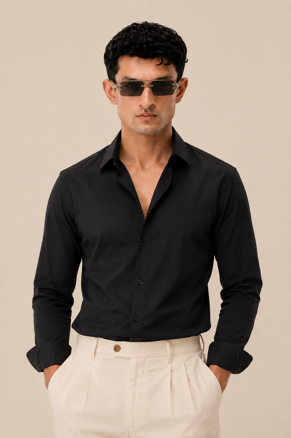 Aureza Regal Edge – Luxury Double Bridge Rimless Sunglasses